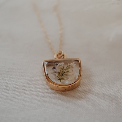 Caspia Botanical Necklace | Antique Gold Necklace, 14k Gold Filled Necklace