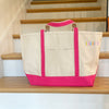 Embroidered Color Block Canvas Tote Bag Custom