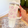 Personalized Lovebomb Flowers 40 oz Tumbler with Handle & Straw