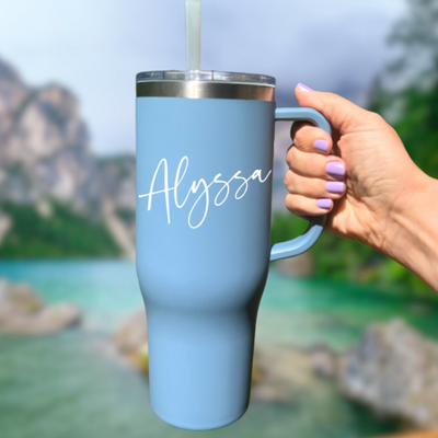 Customized Stainless Steel Double Wall Tumblers with Handle and Straw (40 Oz.), Travel Mugs