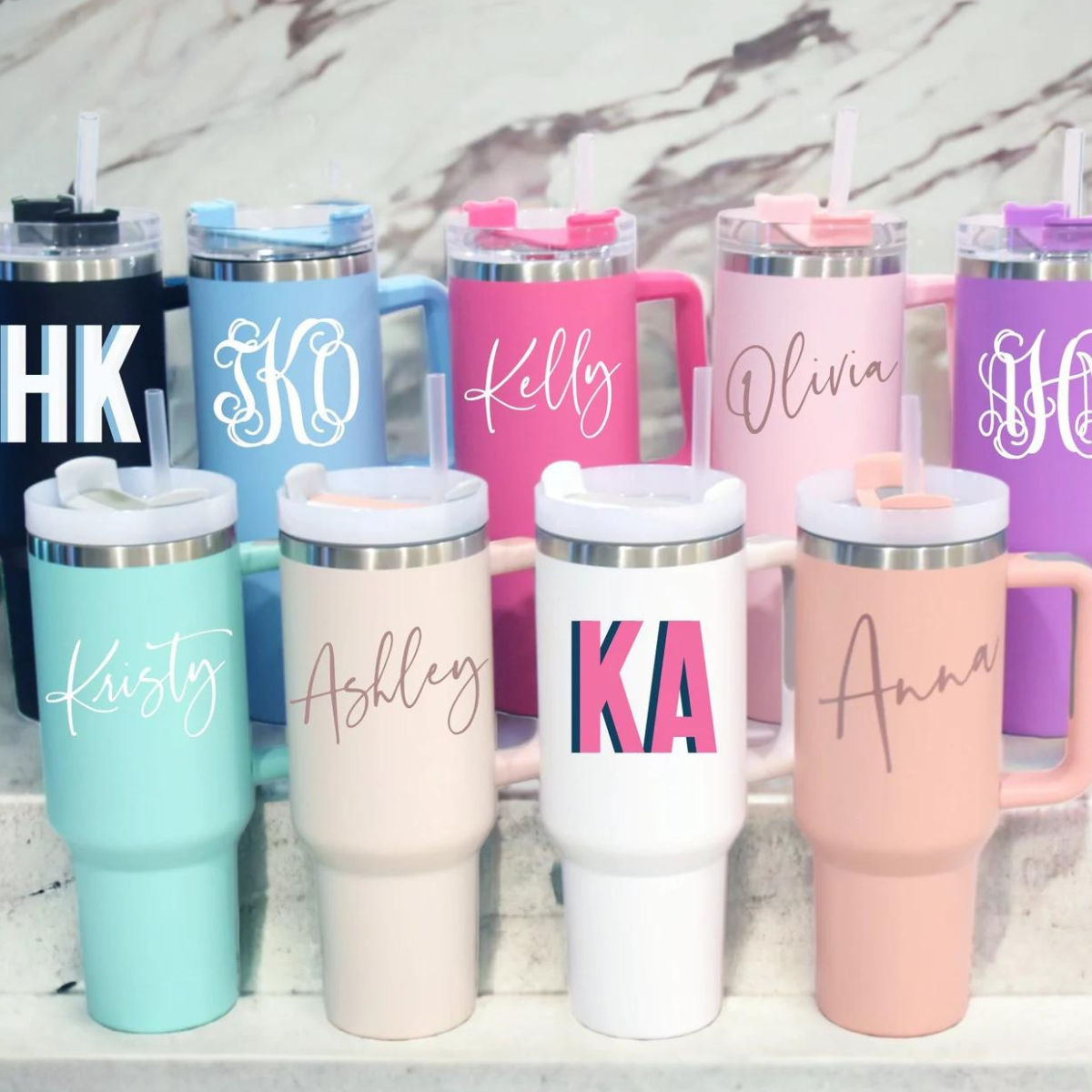 Personalized Stainless Steel Tumbler with Straw and Handle | Bridal Party  Tumblers | 40oz Mug | Huge Water Bottle Gift MAARS