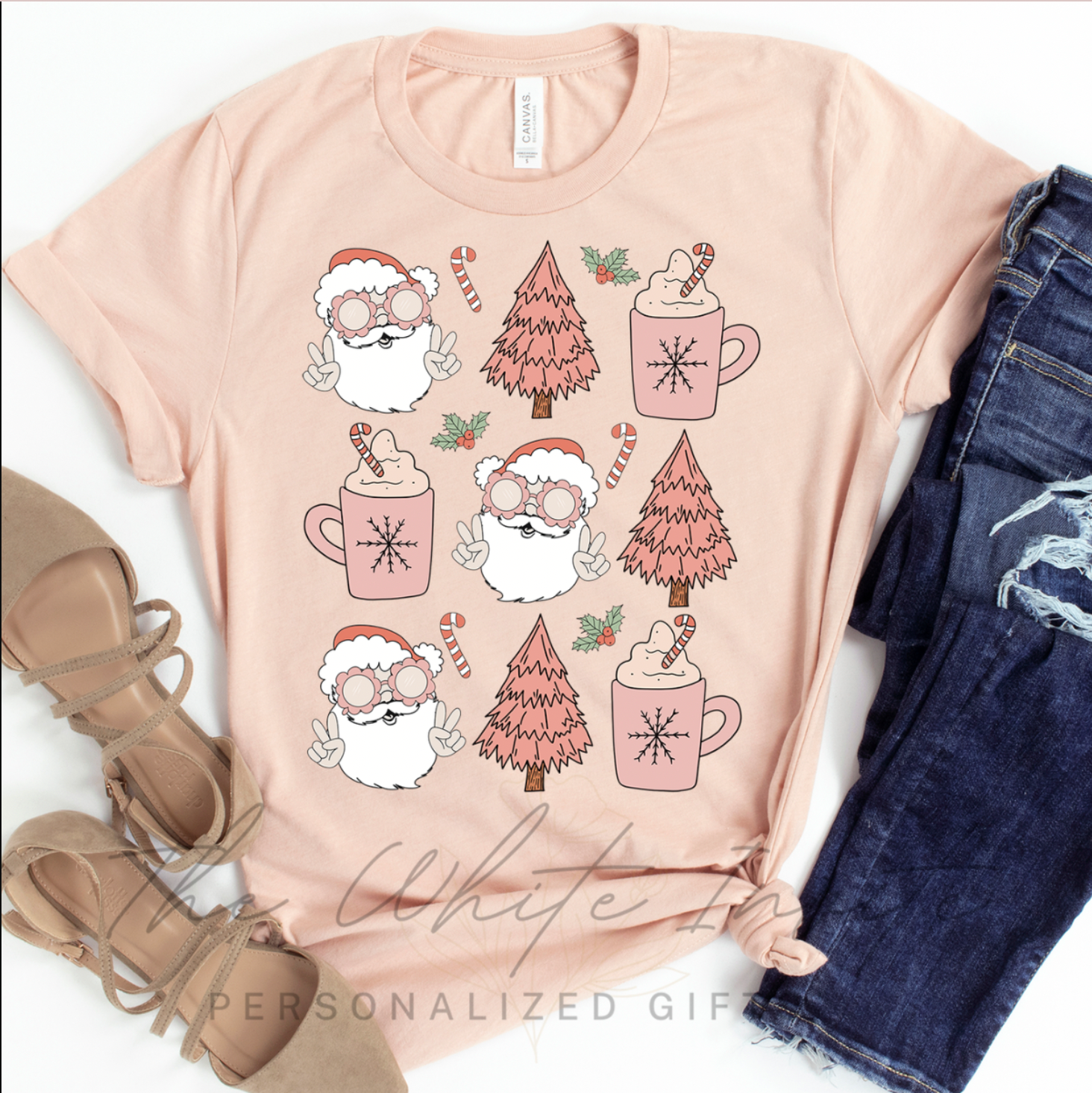 Pink Santa Christmas Women's Graphic Tee - The White Invite