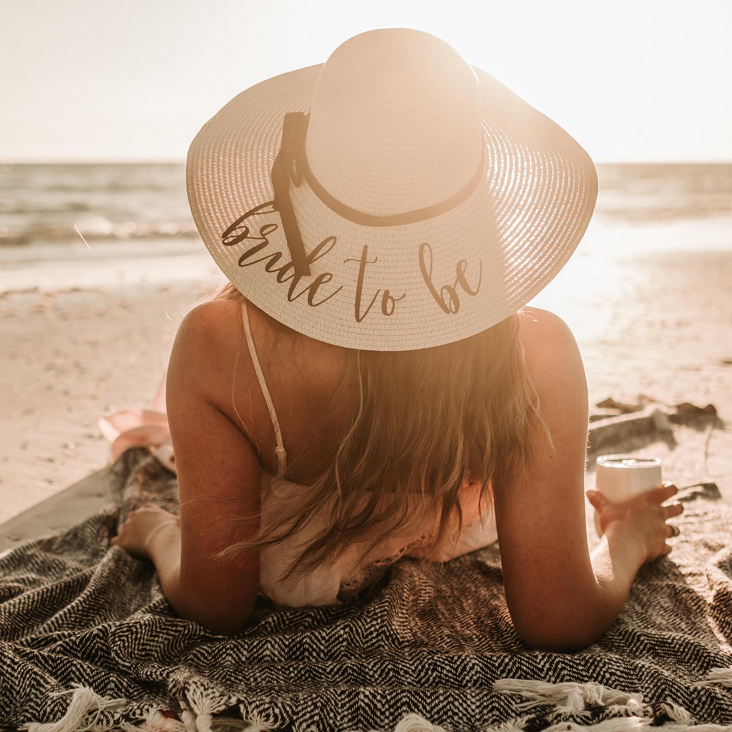 Bride to Be Beach Hat / Floppy Hat - Natural - The White Invite