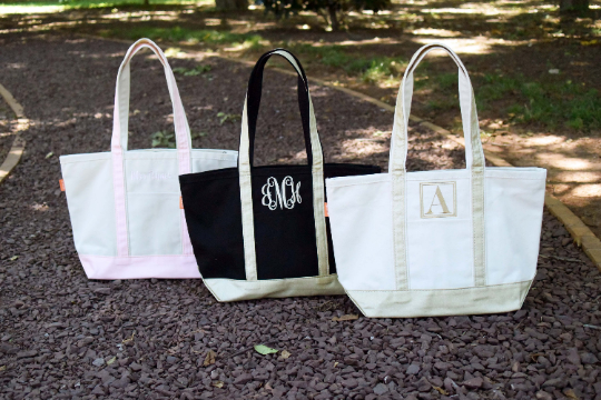 Personalized Boat Tote With Choice Of Thread Color