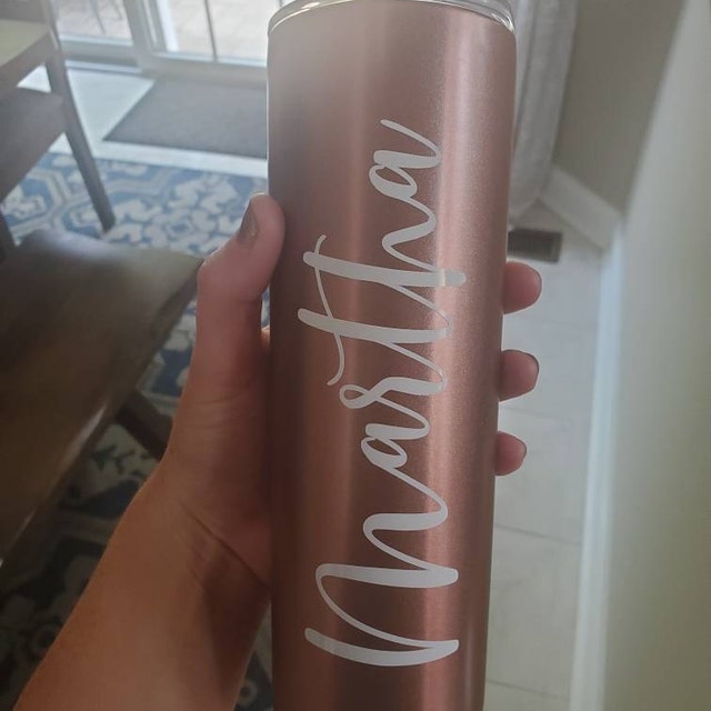 Personalized Acrylic Rubber Tumbler with Lid and Straw - The White Invite