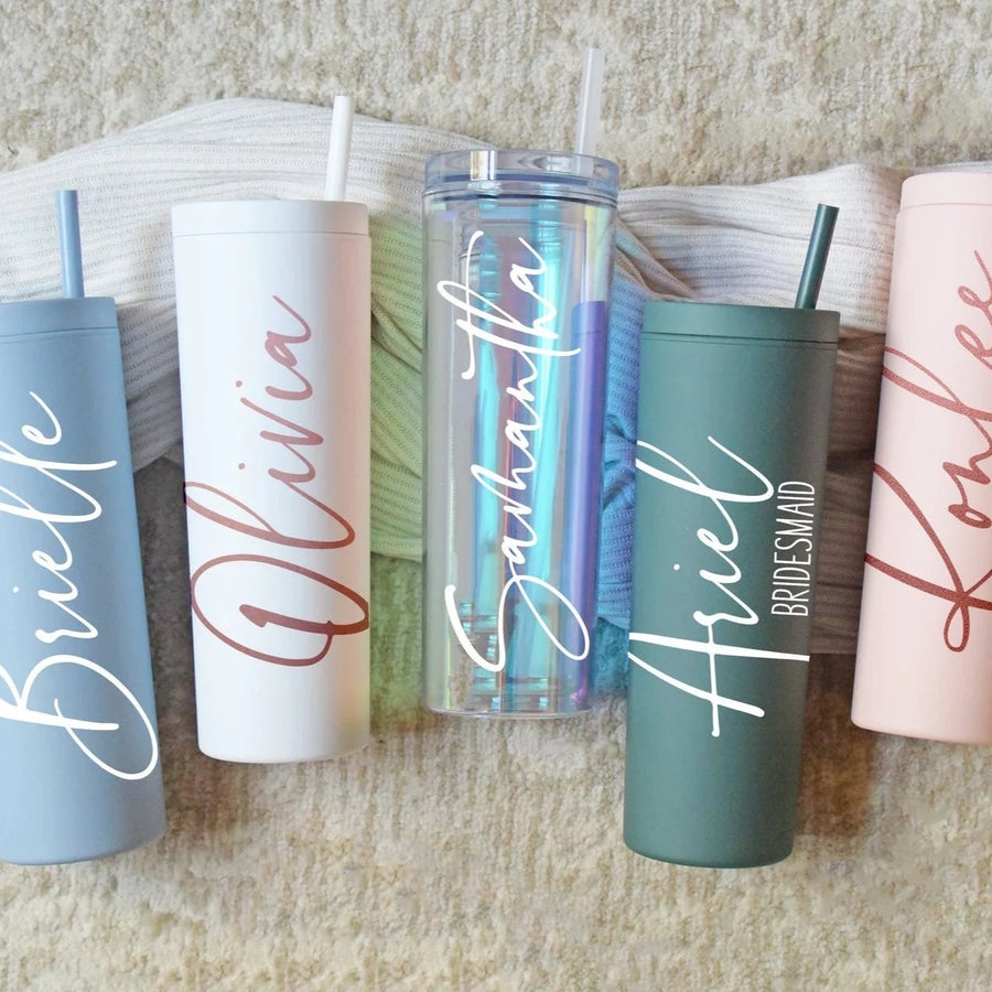 Chevron Personalized Cold Tumbler with Straw by Dabney Lee