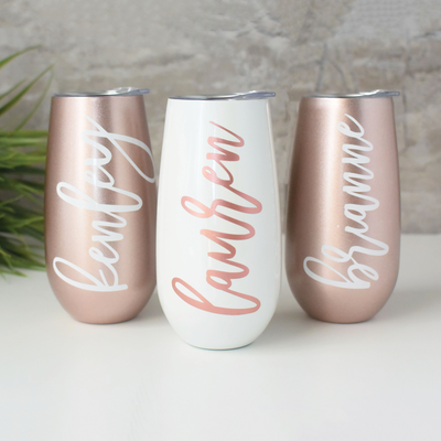 6oz Champagne Tumbler Custom Bachelorette Party Bridesmaid Gift Set  Insulated Stainless Steel Champagne Flutes Wedding Favors